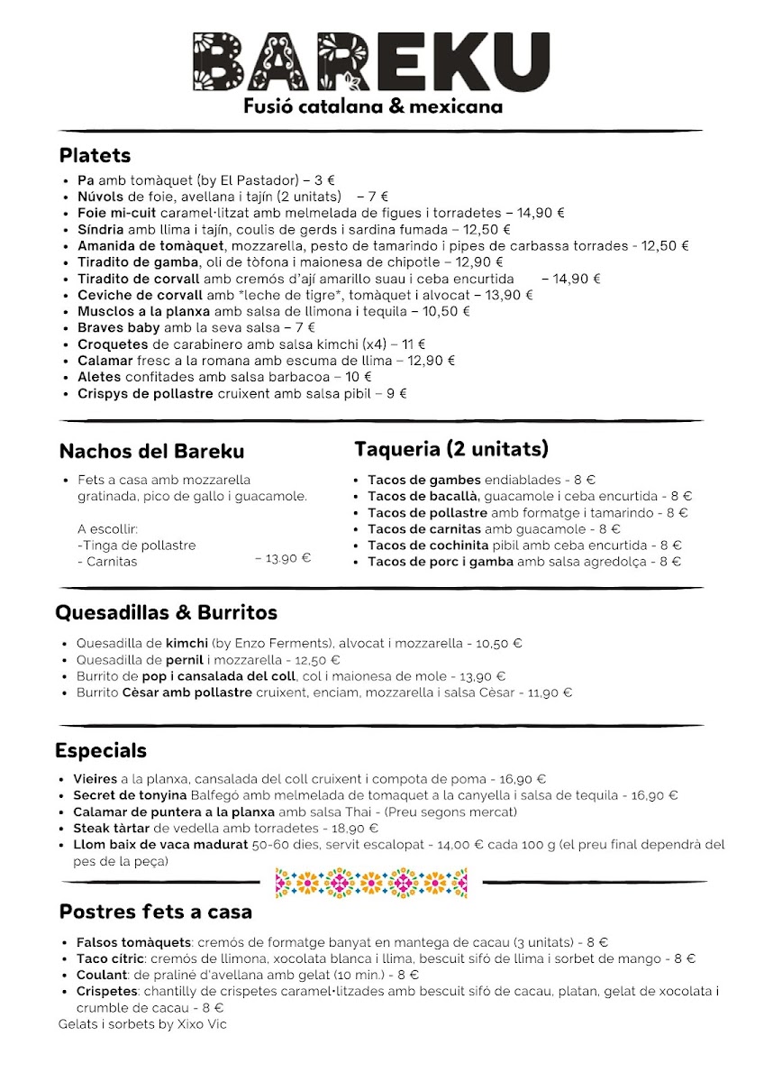 Menu - Bareku photo 1